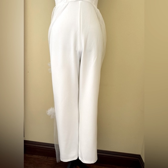 Lulus Modern Devotion White 3D Flower Tulle Overlay Pant Jumpsuit, White,Size S - Picture 11 of 16